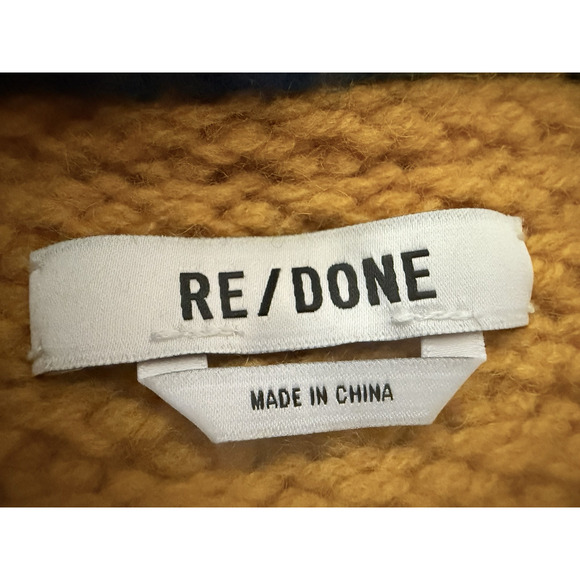 RE/DONE 70s Sweater Jacket in Mustard Multi Wool Stripes Size Small Retail $525 - Picture 6 of 7